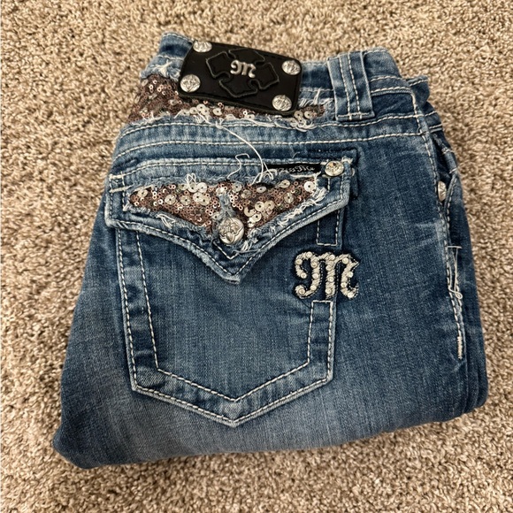 Miss Me Denim - Miss Me Blue Boot Cut Jeans with Distressed Finish